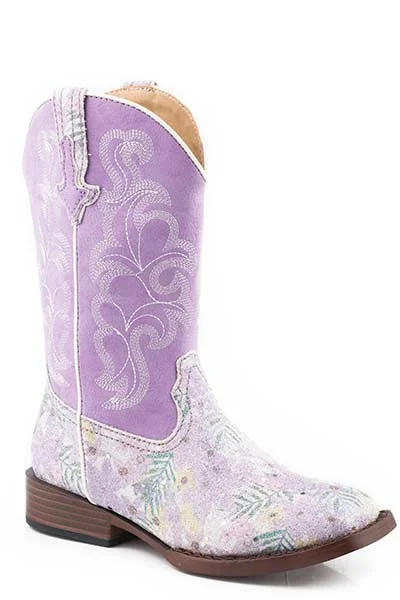 Roper Girls Glitter Floral Square Toe Boot Style 09-018-1901-2928