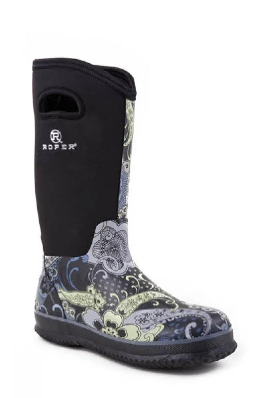 Roper LADIES FOOTWEAR RUGGED NEOPRENE TALL BARNYARD BOOT Style 09-021-1136-0043 BL