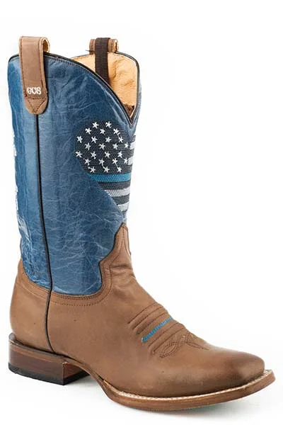 Roper Ladies Square Toe Thin Blue Line Heart Boot Style 09-021-8252-1574