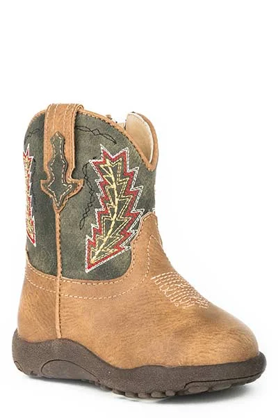 Roper Western Boots Boy Cowbabies Faux Leather Zip Style 09-016-1900-0077