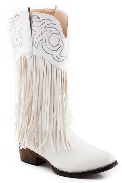 Roper White Ladies Snip Toe Fringe Boot Style 09-021-1566-3018