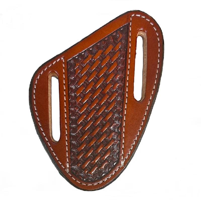 Circle SH Tan Basket Weave Leather Knife Sheath