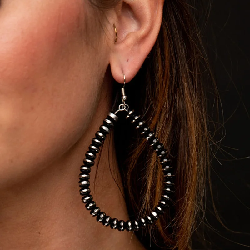 West and Co. Silver & Black Beaded Teardrop Earrings