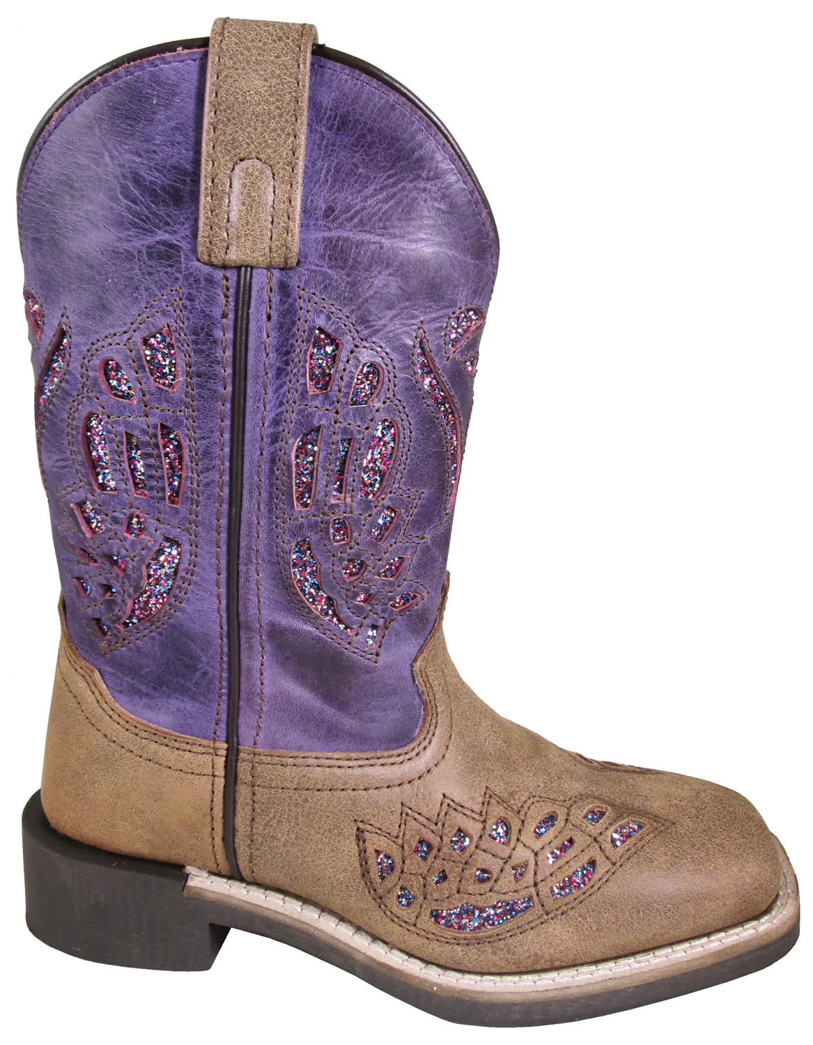 Smoky Mountain Children Girls Trixie Brown Purple Leather Cowboy Boots Style 3160C