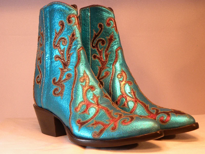 Sold Out Metallic  Turquoise Tres Outlaws Mule Boot 1576