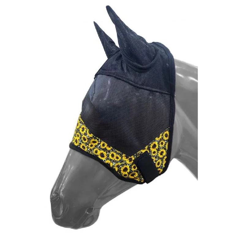 Showman Sunflower & Cheetah Print Accent Fly Mask with Ears