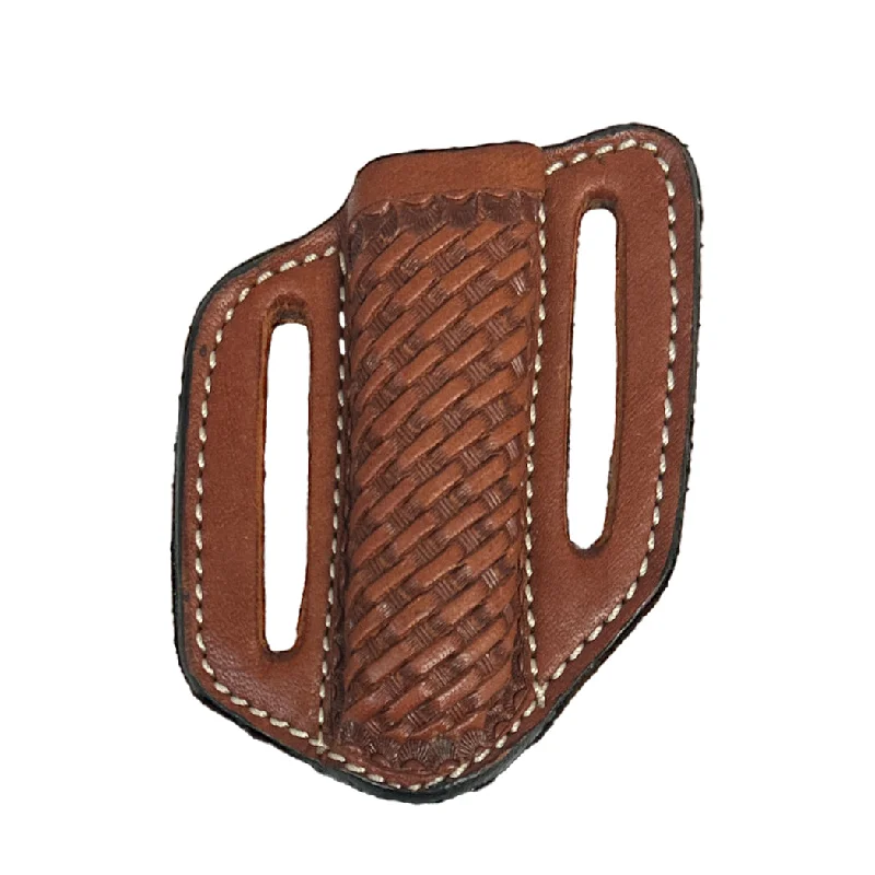 Circle SH Tan Baket Weave Leather Knife Sheath