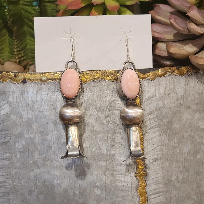 " Tia " Pink Conch Blossom Earrings