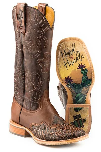 Tin Haul Ladies Cactooled Hard To Handle Sole Cowboy Boots Square Toe Style 14-021-0007-1350