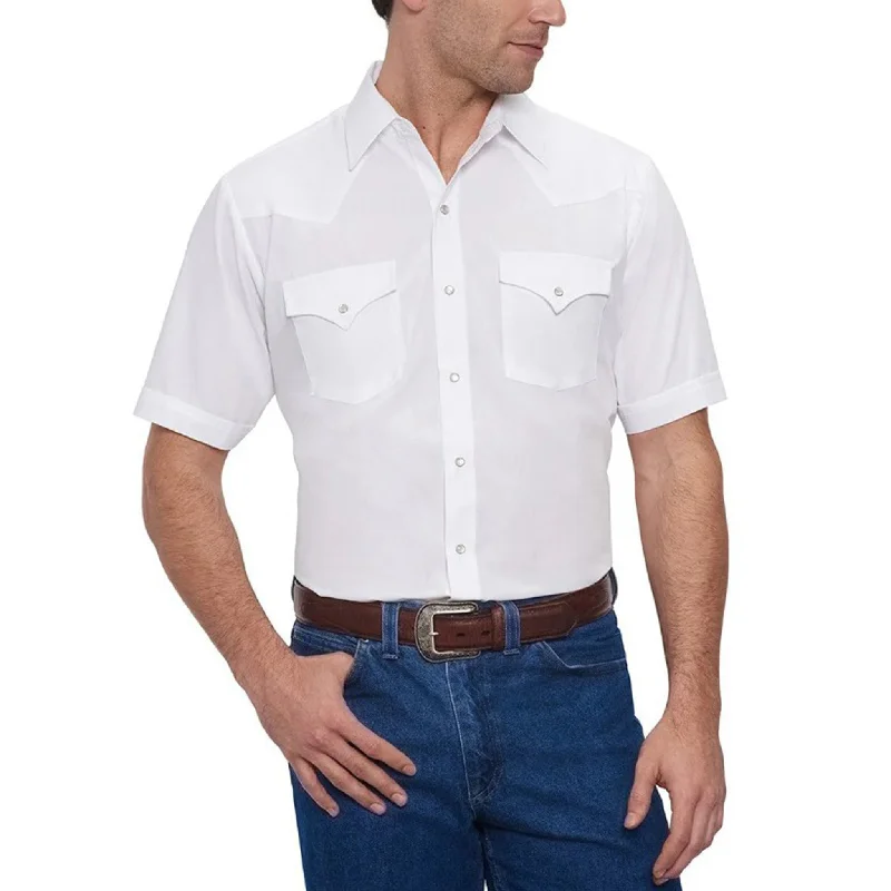 Ely Walker Men's White Snap Short Sleeve Shirt