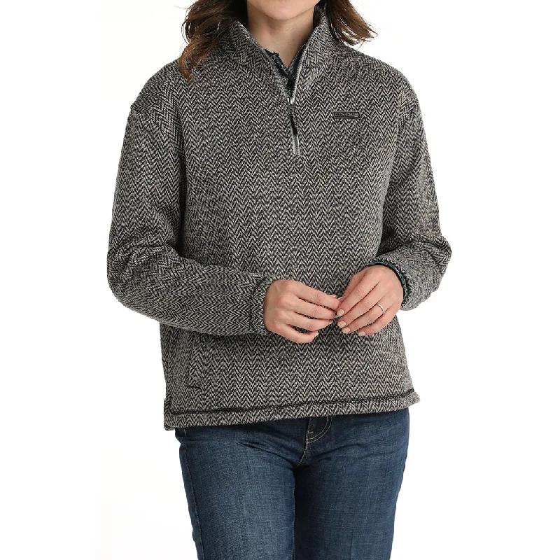 Cinch Women's Grey Herringbone 1/4 Zip Pullover