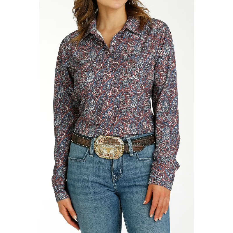 Cinch Women's Paisley Burgundy Long Sleeve