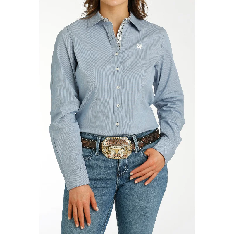 Cinch Women's Blue Striped Long Sleeve