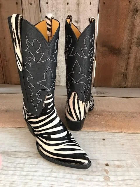 Zebra Print Hair On Tres Outlaws Women's Classic Boot 2381@